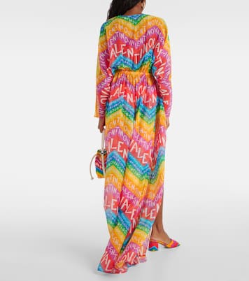 Pareo de chifón de algodón y seda con logo | Valentino