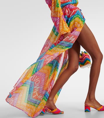 Pareo de chifón de algodón y seda con logo | Valentino