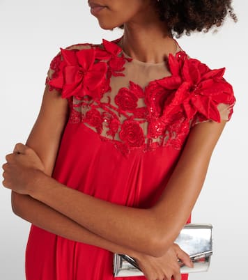 Robe longue Trapeze brodée | Monique Lhuillier