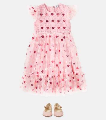 Sequined shirred mesh dress | Self-Portrait Kids