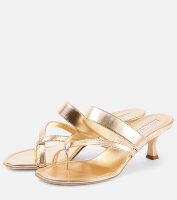 Sandalen Susa 50 aus Metallic-Leder | Manolo Blahnik
