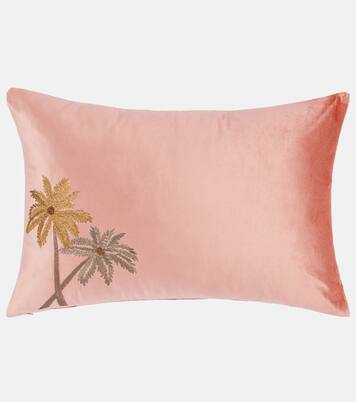 Palms embroidered velvet cushion | Les-Ottomans
