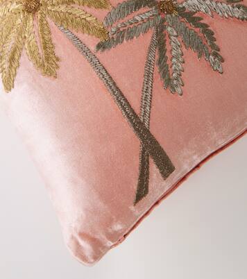 Palms embroidered velvet cushion | Les-Ottomans