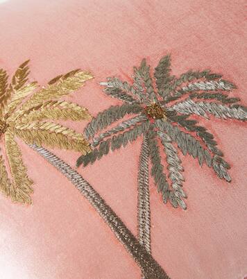 Palms embroidered velvet cushion | Les-Ottomans