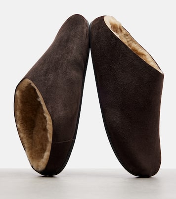 Hudson shearling-lined suede mules | The Row