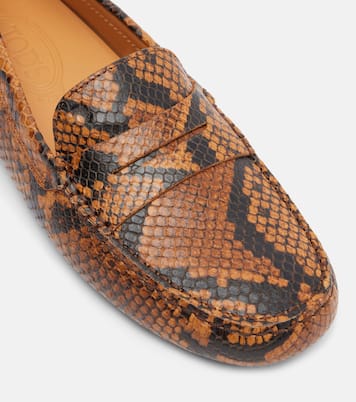 Gommino snake-effect leather driving shoes | Tod's