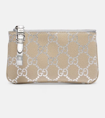 GG leather-trimmed pouch | Gucci