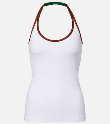 Web Stripe cotton-blend jersey top | Gucci