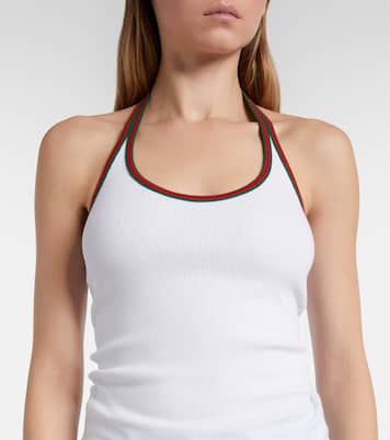 Web Stripe cotton-blend jersey top | Gucci