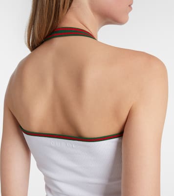 Web Stripe cotton-blend jersey top | Gucci