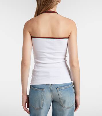 Web Stripe cotton-blend jersey top | Gucci