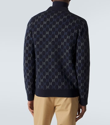 Cardigan in jacquard di lana e cashmere GG | Gucci