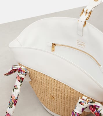 Tote Bag Capri Medium aus Raffiabast mit Leder | Dolce&Gabbana
