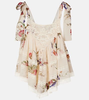 Patience floral cotton and silk top | Zimmermann