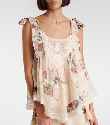 Patience floral cotton and silk top | Zimmermann