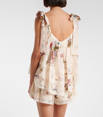 Patience floral cotton and silk top | Zimmermann