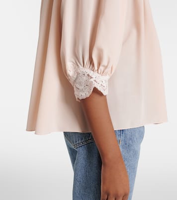 Lace-trimmed silk crêpe de chine blouse | Chloé
