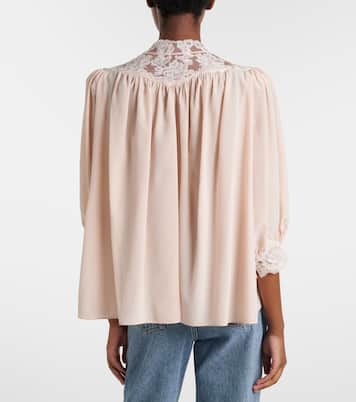 Lace-trimmed silk crêpe de chine blouse | Chloé