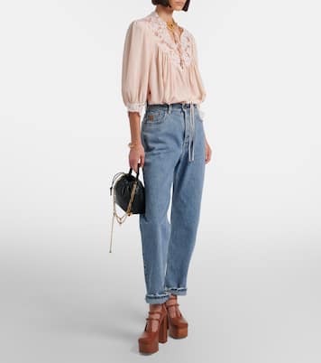 Lace-trimmed silk crêpe de chine blouse | Chloé