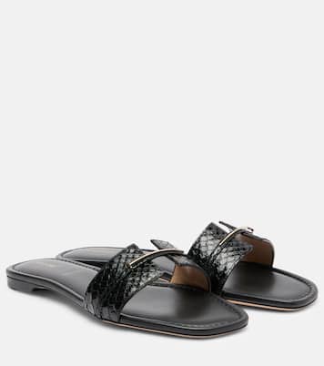 Julianne croc-effect leather slides | Tom Ford