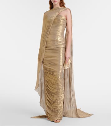 Pleated caped gown | Marmar Halim