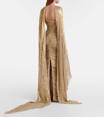 Pleated caped gown | Marmar Halim