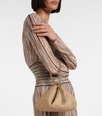 Callie Medium raffia-effect shoulder bag | Jimmy Choo