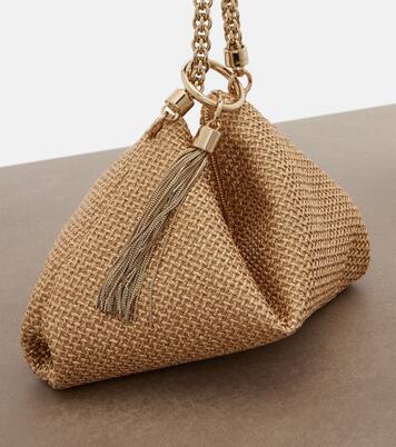 Callie Medium raffia-effect shoulder bag | Jimmy Choo