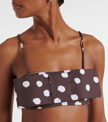 蝴蝶结细节波点棉质混纺抹胸上衣 | Adriana Degreas