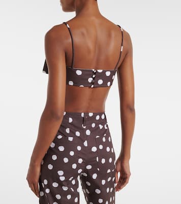 蝴蝶结细节波点棉质混纺抹胸上衣 | Adriana Degreas