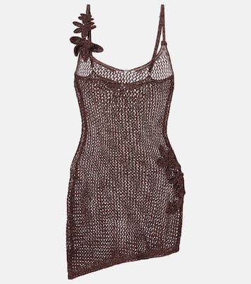 فستان قصير من اللاميه محبوك بغرز مفتوحة Maris | Bananhot