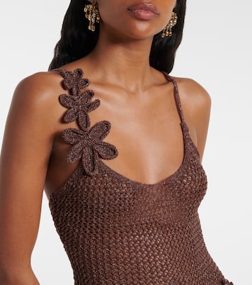 فستان قصير من اللاميه محبوك بغرز مفتوحة Maris | Bananhot