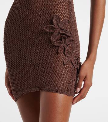 فستان قصير من اللاميه محبوك بغرز مفتوحة Maris | Bananhot