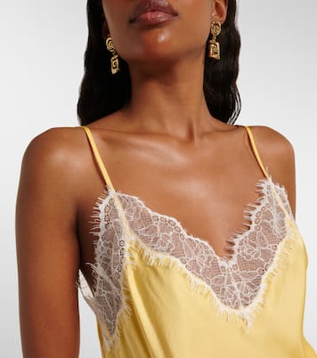 كاميسول من الساتان مقلم بالدانتيل Zely | Poupette St Barth