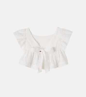 Cycas broderie anglaise cotton top | Poupette St Barth Kids