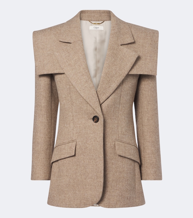Caped wool blazer