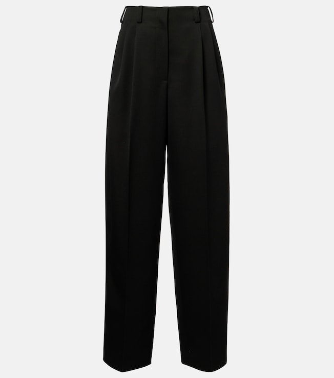 Cutout wool wide-leg pants