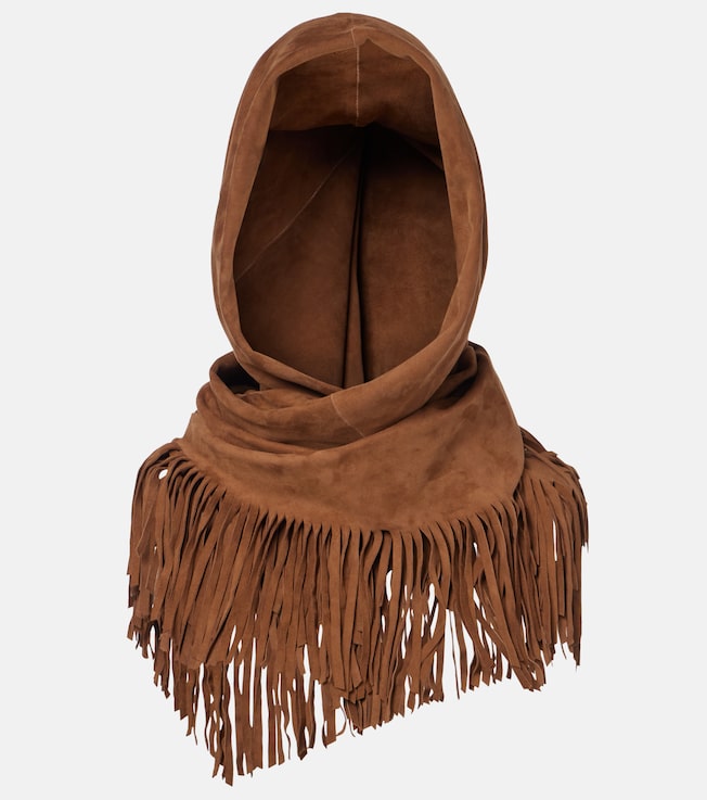 Fringed suede shawl