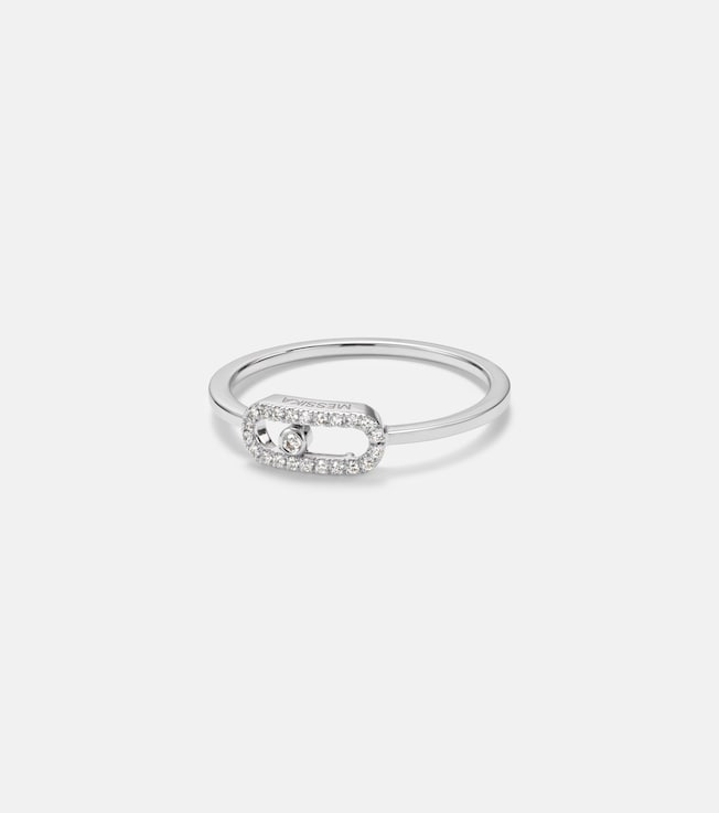Move Uno 18kt white gold ring with diamonds