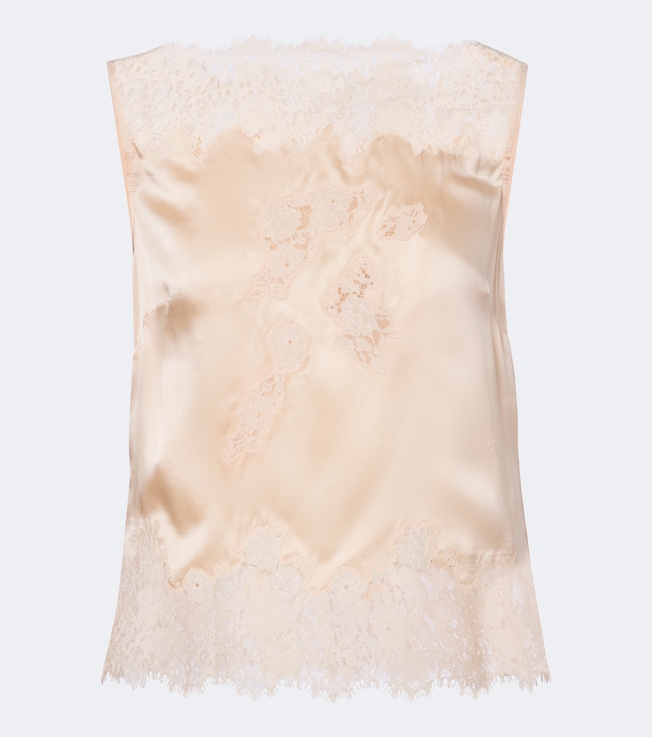 Viviane lace-trimmed silk satin top