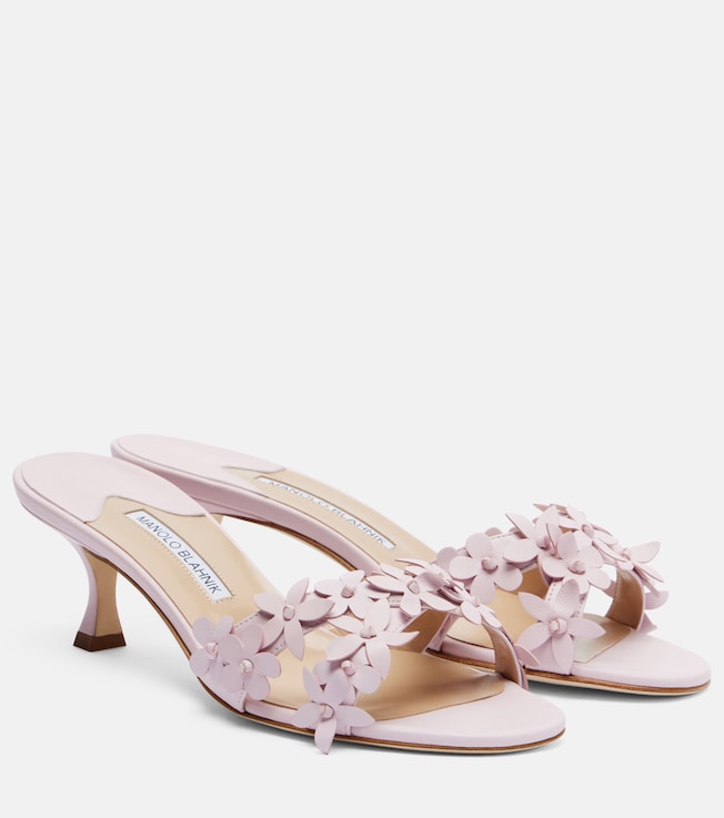 Anista floral-appliqué leather mules