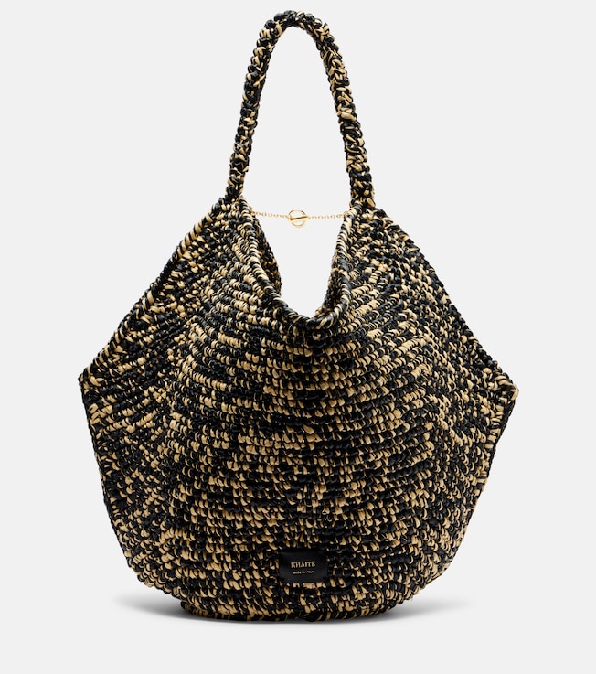 Lotus Medium raffia tote bag