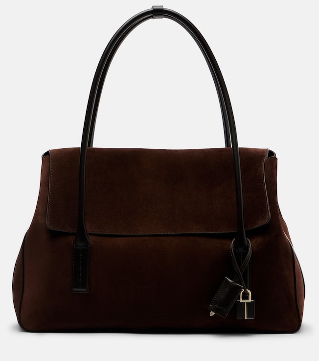 Large suede shoulder bag