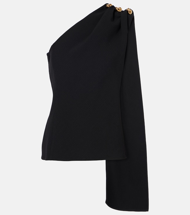 Knot caped draped crêpe top