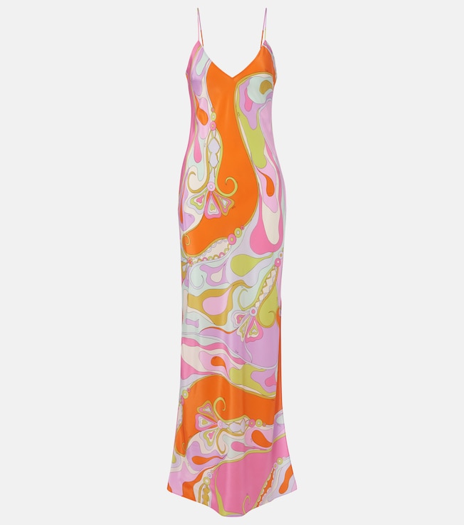 Orchidee silk twill maxi dress