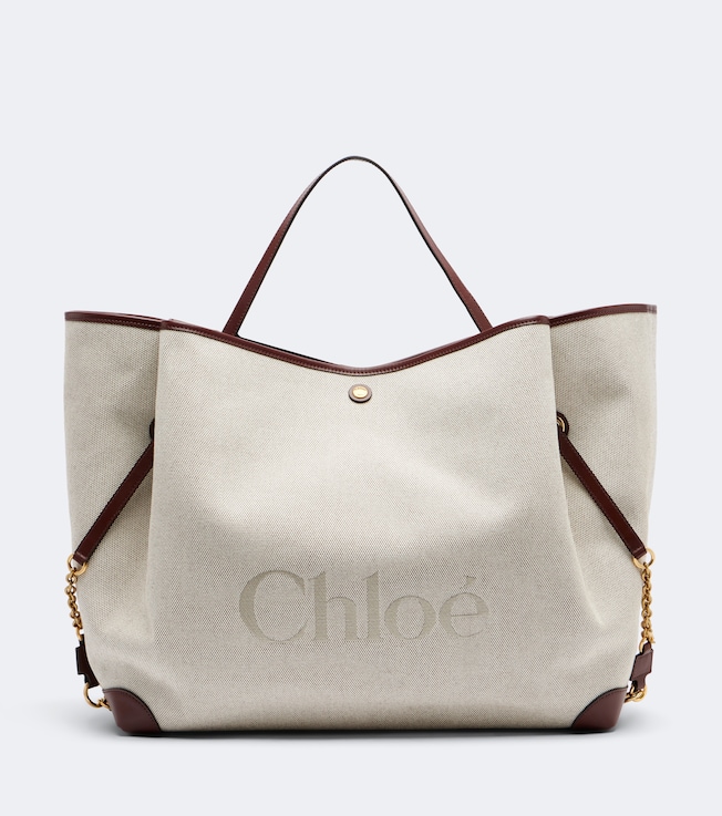 Chloé Clover leather-trimmed canvas tote bag