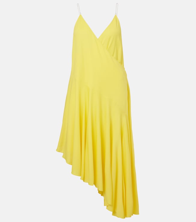 Asymmetric jersey slip dress