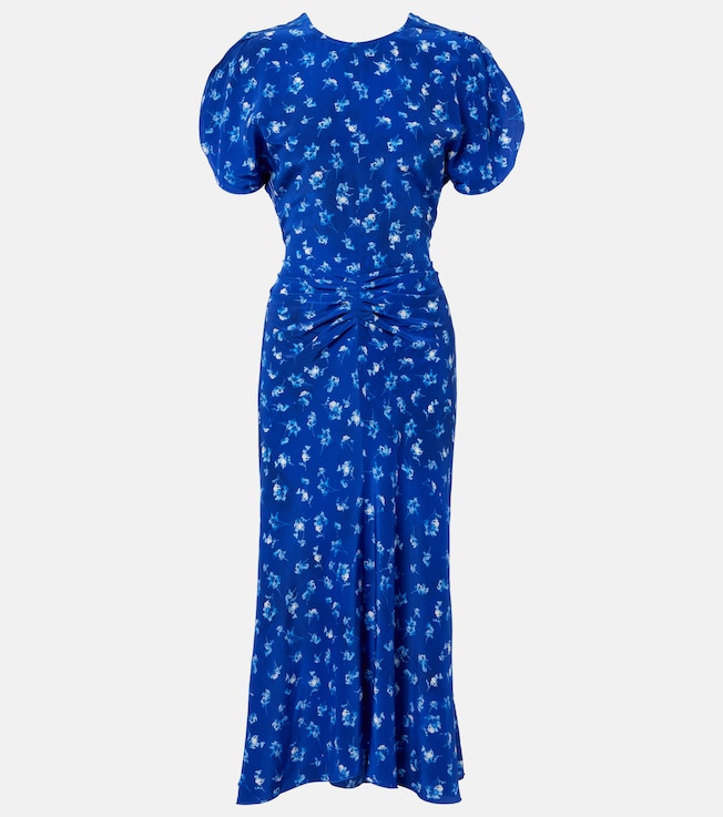 Victoria Beckham Bela floral gathered silk midi dress