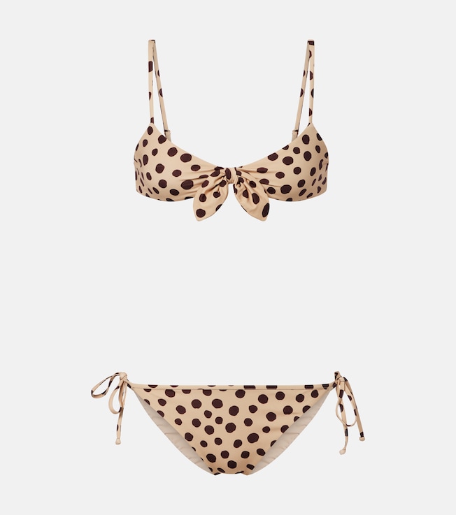 Polka-dot bow-detail bikini
