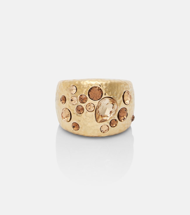 Scramble embellished gold-plated ring